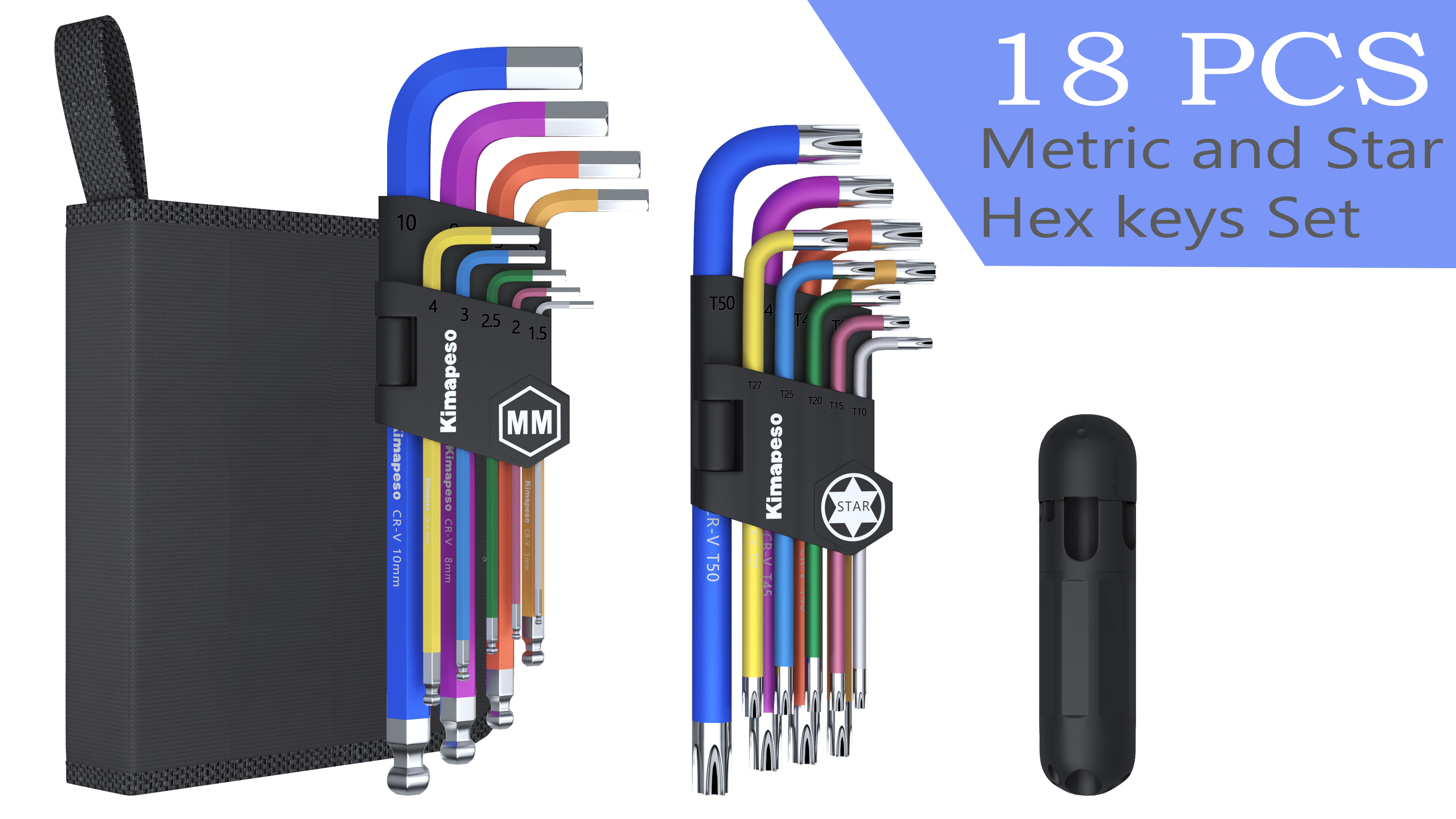 Kimapeso 9 PCS Torx Allen Wrench Set Star Allen Key Tools Colored